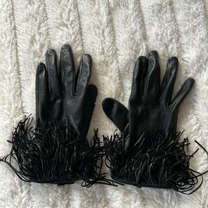 Fringed 100% leather gloves by Other Stories in size M